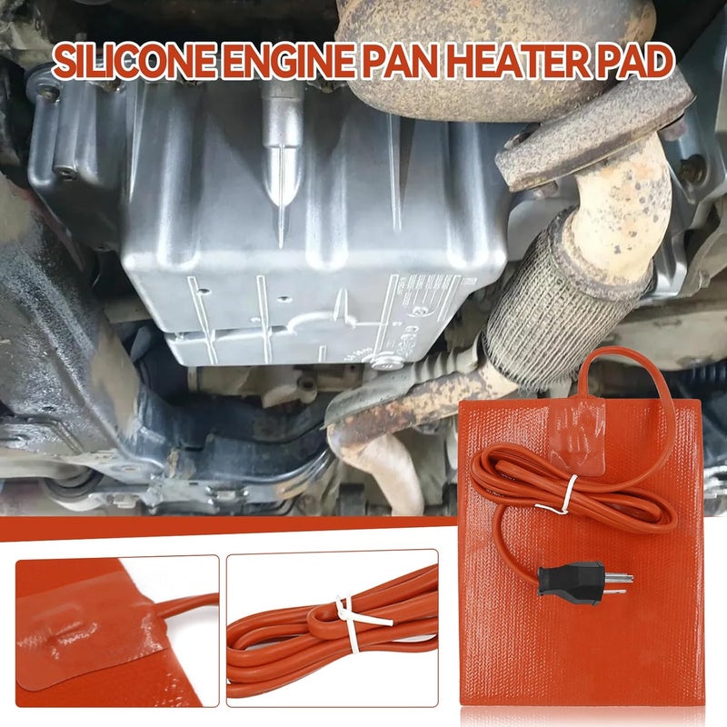 Sywan 2Pcs Silicone Heater Pad, 120V 300W Car Oil Pan Heater with Thermal Protector 6" x 8" Universal Engine Block Heater Self-Adhesive Battery Heater Pad for Car Truck Oil Tank Type Cold Weather - Image 5